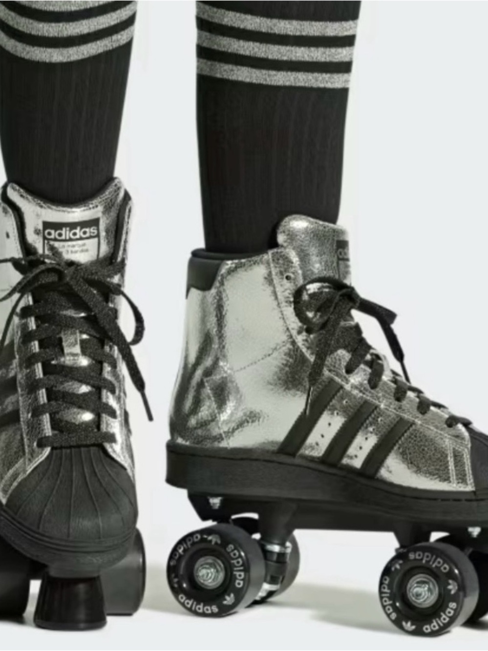 adidas Superstar Silver and Black High-Top Roller Skates